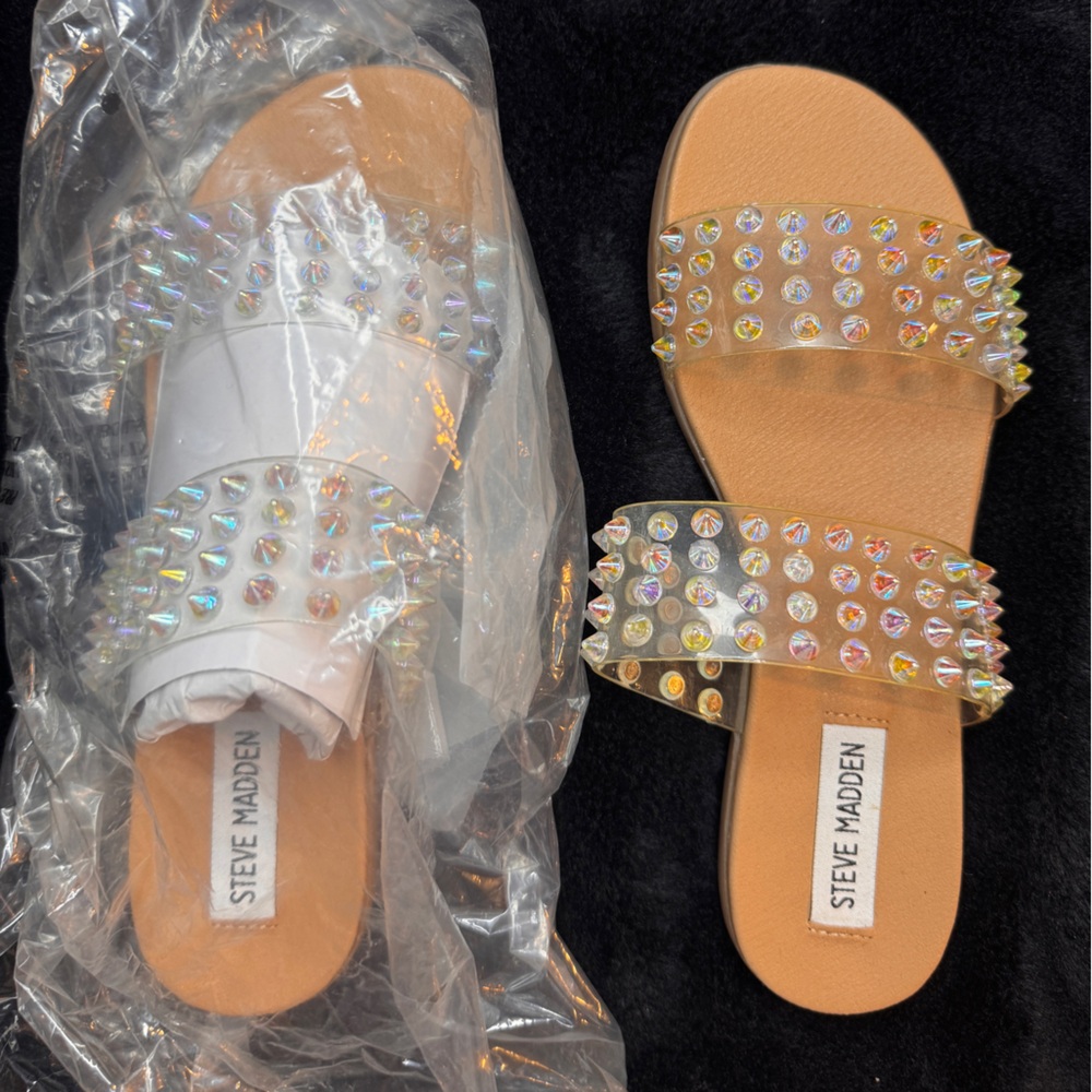 Steve Madden Iridescent Studded Slides
